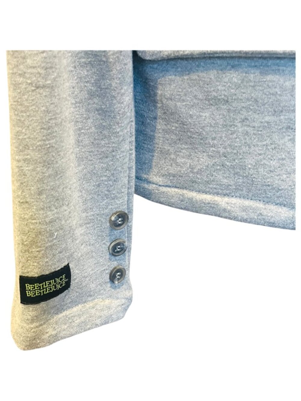 Beetlejuice Astrid Graphic Blazer Gray Large NEW w/ Tags Long Sleeve Button Up - Picture 5 of 6